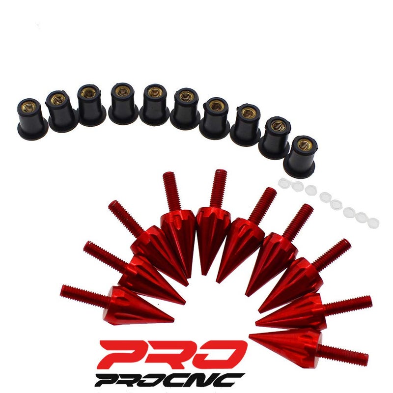 PROCNC Motorcycle Spike Windshield Bolts Screw Nuts Fit for Honda CBR 600rr 1000rr for Suzuki GSXR 600 750 1000 for Yamaha R1 R6 R6s for Kawasaki ZX6R ZX9R ZX10R ZX12 (Red) - Image 5
